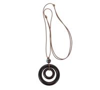 CHILDWEET Boho Wooden Pendant Necklace for Women, Vintage Circle Double-layer Design, Eye-catching Wood Jewellery for Everyday Wear and Birthday Gift