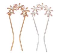 CHILDWEET Bridal Hair Accessories 2pcs for for Weddings and Special Occasions Handmade U Shaped Hairpins with Rhinestone Alloy Material, Elegant Headwear Decoration Women