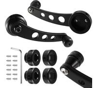 CHILDWEET Car Doors Crank Handle Black Window Winders Aluminium Zinc Alloy Replacement Round Manual Winder with Three Adapters Mounting Hardware for Vehicle Doors Interior Accessories