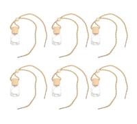 CHILDWEET Car Perfume Bottle Pendant 8ml Refillable Hanging Diffuser 6pcs Set Wooden Cap Car Air Freshener Essential Oil Bottle Hanging Decor for Vehicle Interior Aromatherapy