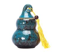 CHILDWEET Ceramic Tea Storage Jar with Sealed Lid for Black Green and Scented Tea Porcelain Container for Dried Fruit and Food Preservation Elegant Mini Blue Glazed Canister for Kitchen and