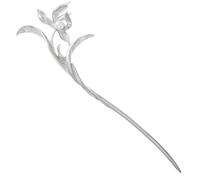 CHILDWEET Chinese Hair Sticks Metal Pearl Plum Blossom Hairpin Stick Silver for Buns and Ponytail, Women Daily Wear