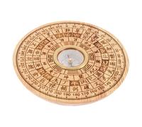 CHILDWEET Chinese Wood Compass Wooden Feng Shui Compass round Peach Wood Compass with 1-degree Scale, Compact Portable, Khaki, for Camping and Survival