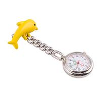 CHILDWEET Clip-on Hanging Watch Alloy Pocket Watch Dolphin Design Yellow for Medical Professionals Hospital Use 1-piece