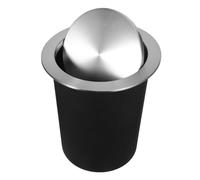 CHILDWEET Compact Embedded Trash Bucket with Swing Lid Stainless Steel Tabletop Garbage Can for Kitchen and Restroom Space Saving Countertop Waste Bin with One Handed Flip Lid for Hygienic