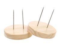 CHILDWEET Double-Pin Wooden Doll Stand 2Pcs Crochet Doll Display Base for Miniature Figures and Accessories Craft Fair Display