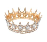 CHILDWEET Elegant Rhinestone Medieval Crown for Bride Wedding, Professional Zinc Alloy Bridal Headband with Stable on Head Feature, Unique Golden Design for Wedding and Party