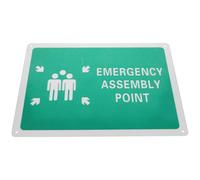 CHILDWEET Emergency Assembly Point Sign Aluminum Safety Warning Label High Visibility Fire Evasion Symbol Outdoor Caution Sign for Public Areas