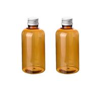 CHILDWEET Empty Makeup Water Bottles with Aluminium Cover Lid and Inner Plug 10 Pcs 200ml Pet Thickened Sturdy Refillable Lotion Containers Light Brown for Indoor and Outdoor Use