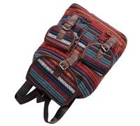 CHILDWEET Ethnic Style Canvas Bucket Backpack with Drawstring Large Capacity Vintage Plaid Casual Rucksack for Women School Travel