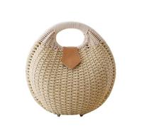 CHILDWEET Fashionable Beige Rattan Straw Tote Bag with Shell Shape, Lightweight Handwoven Handbag with Button Design for Shopping and Beach Use, Stylish Summer Accessory for Women