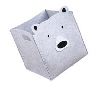 CHILDWEET Felt Laundry Basket and Toy Storage Box Foldable Fabric Storage Bin for Boys and Girls Clothes Organizer and Dirty Laundry Holder in Grey Bear Design Suitable for Nursery and Bedroom