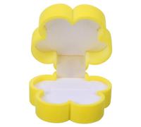 CHILDWEET Flower-shape Velvet Ring Box Yellow Velour Fabric Wedding Engagement Case Bridal Jewelry Holder for Proposal and Ceremony