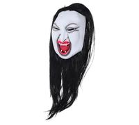 CHILDWEET Halloween Creepy Mask with Long Wig, Realistic Horror Party Mask | Latex and Plastic Build, Breathable Lightweight Feel, for Costume Parties, Cosplay, Adult Women