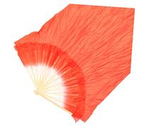 CHILDWEET Handmade Silk Belly Dance Folding Fan Veil with Natural Bamboo Frame Lightweight Colorful Long Silk Fan for Stage Performances Folk Dance Group Events and Gifts