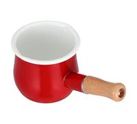 CHILDWEET Japanese-Style Red Enamel Sauce Pan with Thick Material and Use, Round Shape Saucepan for Cooking Soup and Noodles in The Kitchen