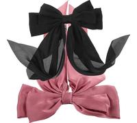 CHILDWEET Large Bow Hair Clips Adds Elegance Assorted Colour for Women 2pcs Hair Styling Accessories with Cloth and Metal Material for Different Hairstyles, for Weddings and Daily Use
