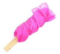 CHILDWEET Lengthened Silk Belly Dance Fan with Bamboo Frame Lightweight Folding Silk Fan for Women Elegant Dance Prop for Performance Wedding Halloween Party Accessories in Rose Red