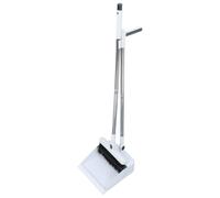 CHILDWEET Long Handle Dustpan and Brush Set , and 180 Degree Rotating Sweeping Brush Foldable 36.7 Inch with Comb Teeth Stainless Steel and Pp Material , Sleek White Design for Home Cleaning