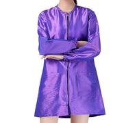 CHILDWEET Long Sleeve Beauty Technician Overalls Purple Front Zipper Protective Spa Salon Clothes for Hair Dyeing and Hairdressing Comfortable Loose Fit