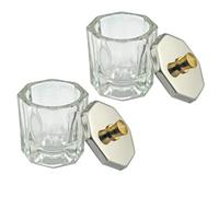 CHILDWEET Nail Art Cups for Mixing Acrylic Nail Liquid Crystal Cups with Lids 2pcs Glass Easy to Use Suitable for Professional and Home Use