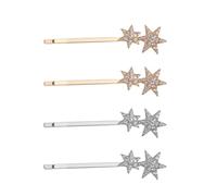 CHILDWEET Pentagram Hairpins Pentagram Bobby Pin 2pcs Zinc Alloy with Rhinestone for Elegant Style in Golden and Silver