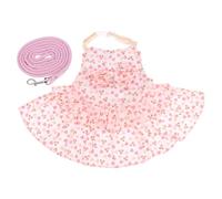 CHILDWEET Pink Cotton Rabbit Dress and Leash Set for Pets with Sturdy Strap and Chic Look, for Small Rabbits and Bunny Outdoor Activities