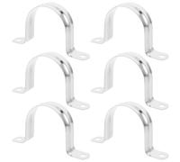 CHILDWEET Pipe Clamp Featuring Quick Installation and High Durability U-Shaped Stainless Steel 6pcs with Two Hole Bracket for Gas Pipe and Brake Lines for Mechanical Installations