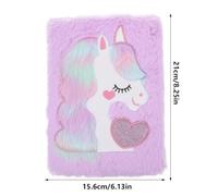 CHILDWEET Plush A5 Unicorn Notebook for Students, Small Purple Fluffy Cover Diary Notebook with Cartoon Pattern, Soft Plush Novelty Journal for Note Taking and Secret Writing