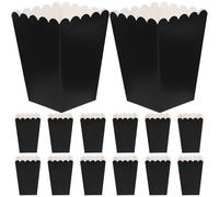 CHILDWEET Popcorn Boxes 50Pcs Black Paper Snack Holders 4.21X2.16In Reusable Candy Containers for Weddings Festivals Movie Nights