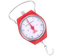 CHILDWEET Portable Hanging Spring Scale 10kg Handheld Fish Scale with Metal Hook Red Mechanical Luggage Weight for Travel and Fishing Use
