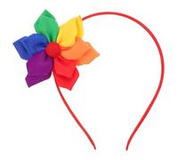 CHILDWEET Rainbow Ribbon Flower Headband for Women Comfortable Soft Floral Hairband with Vibrant Rainbow Colors Fit Boho Party Headdress for Festivals Holiday Events and Casual Wear