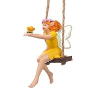 CHILDWEET Resin Flower Fairy Swing Figurine Hanging Ornament, Outdoor Garden Resin Decor for Tree, DIY Garden Adornment, Flower Fairy Statue for Hanging Display