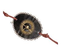 CHILDWEET Retro Steampunk Clock Shape Eye Mask with Lace and Adjustable Strap, Pu and Alloy Material, for Masquerade Party Decorations and Cosplay Eye Care Random Color