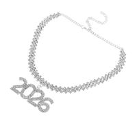 CHILDWEET Rhinestone Choker Necklace for Women Short Clavicle Chain Jewelry with Sparkling Bling Pendant Stylish Wedding and Graduation Accessory Silver Hip Hop Party Statement