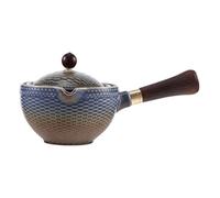 CHILDWEET Rotatable Ceramic Tea Pot with 360° Rotation Side Handle, Heat-Resistant Bamboo Weave Single Teapot for Household and Office Tea Brewing
