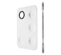 CHILDWEET Stainless Steel Cosmetic Mixing Plate Set with Makeup Spatula for Lip Gloss Mixing and Nail Art Colors Blending, Portable Foundation and Eyeshadow Palette Tool