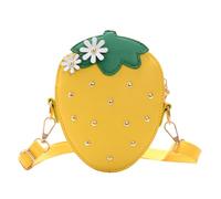 CHILDWEET Strawberry Crossbody Bag for Small Pu Single Shoulder Bag with Adjustable Strap and Metal Details, for Shopping or Gifts, Yellow Fruit-Shaped Coin Purse