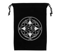 CHILDWEET Tarot Card Storage Bag Unique Design Flannel with Drawstring Closure for Secure Storage Black Colour Compact Pouch for Tarot Cards for Renaissance Fair and Party Favors