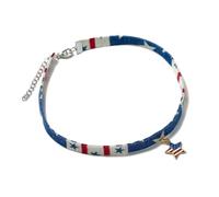 CHILDWEET Trendy and Smooth Surface Comfortable Material Five-pointed Star Denim Necklace with American Flag Pendant for Independence Day Social Events
