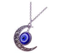 CHILDWEET Turkish Blue Evil Eye Pendant Necklace Moon Shape Unisex