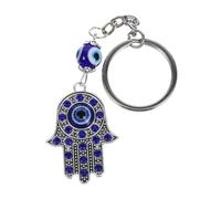 CHILDWEET Turkish Blue Eye Metal Keychain Pendant Hand Design, Rhinestone-studded Protective Charm Key Ring Decor for Handbags and Backpacks,