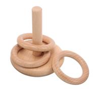 CHILDWEET Wooden Building Blocks Stacking Rings Set for 0-1 Year Educational Ring Toss Game with Pole and Base for Outdoor Family Backyard Play