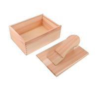 CHILDWEET Wooden Shoe Care Organizer Box with Compartments and Foot Rest, Space-saving Shoe Shine Storage for Home and Office, Easy in Beige, Modern Minimalism Style