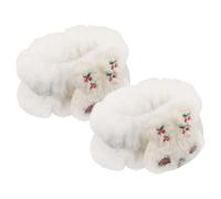 CHILDWEET Wristbands Chic Design 1 Pair White Coral Fleece Comfortable and Supple Material for Face Washing and Shower Use for Skincare and Spa Sessions