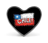 Chile Chilean Flag Badge Pin Brooch Heart Shape Button Aluminum Decor for Backpacks Hats