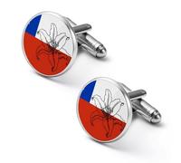 Chile Chilean Flag Lily Flowers Men's Cufflinks Tuxedo Cuff Links Dress Shirt Tie Accessories for Business Weddings