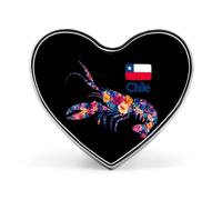 Chile Chilean Flag Lobster Print Brooch Pins Heart Badge Collar Lapel Pins Dress Backpack Accessories