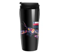 Chile Chilean Flag Lobster Print Coffee Mug Double Wall Travel Tumbler with Lid Tea Cup for Hot/Ice Drinks 350ml