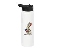 Chile Chilean Flag Rabbit Heart Chilean Pride Chilean Roots Stainless Steel Insulated Water Bottle